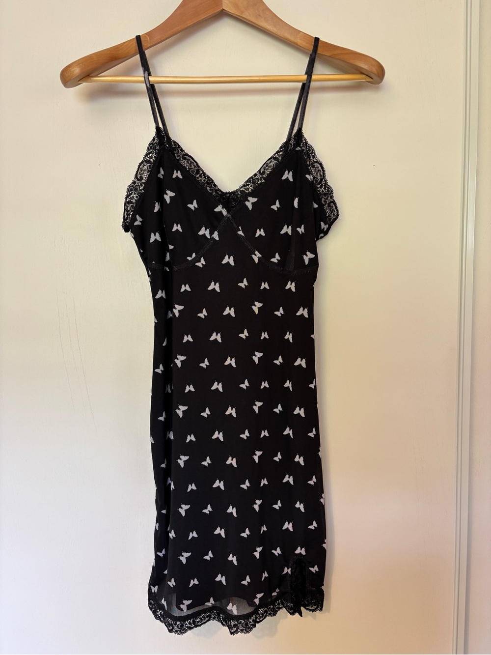 Whimsigoth Mini Dress Size XS Y2K Mesh Soft Dainty Lace Top Hem Slip Butterfly
